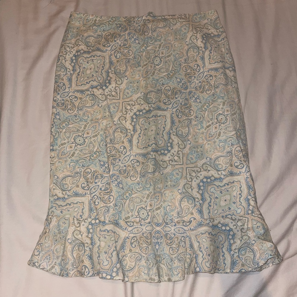 Express Green Paisley Midi Skirt